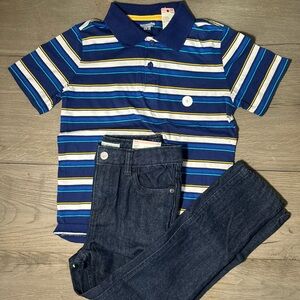 NWT Toughskins Striped Kids Polo and jeans boys size 7